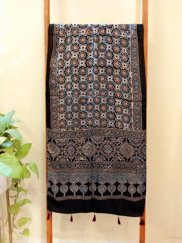 Ajrakh Handblocked Printed Modal Silk Stole 4