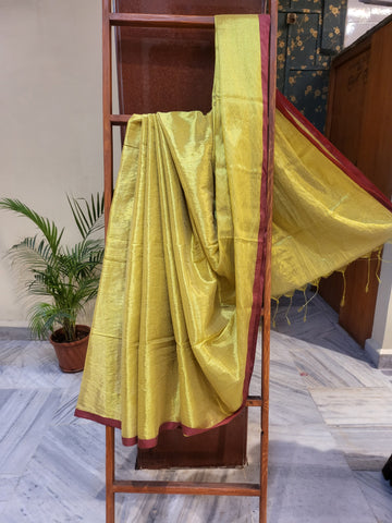 Mul Tissue Saree-Yellow