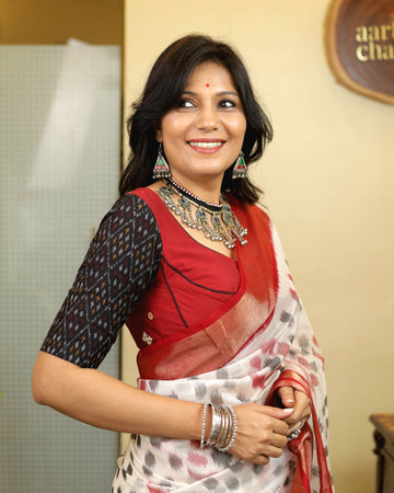 Hand Woven Embroidered Blouse - Maroon