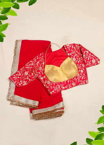Sri-Rang Organza Silk Saree Pink