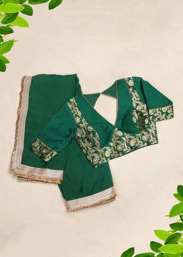 Sri-Rang Organza Silk Saree Green