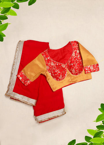 Sri-Rang Organza Silk Saree Red
