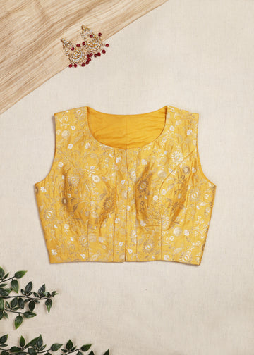 Kahini-Golden Yellow Banarasi Blouse