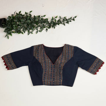 Cotton Ajrakh Blouse Indigo