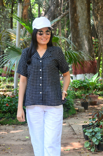 Crisp n Cool'-Pure Linen Shirt Black