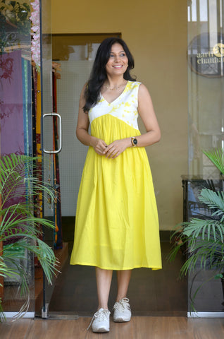 Rangrez'-Tie N Dye Dress Yellow