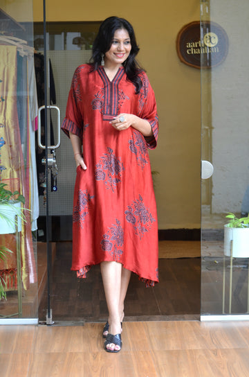 Meher-Modal Silk Dress Rust