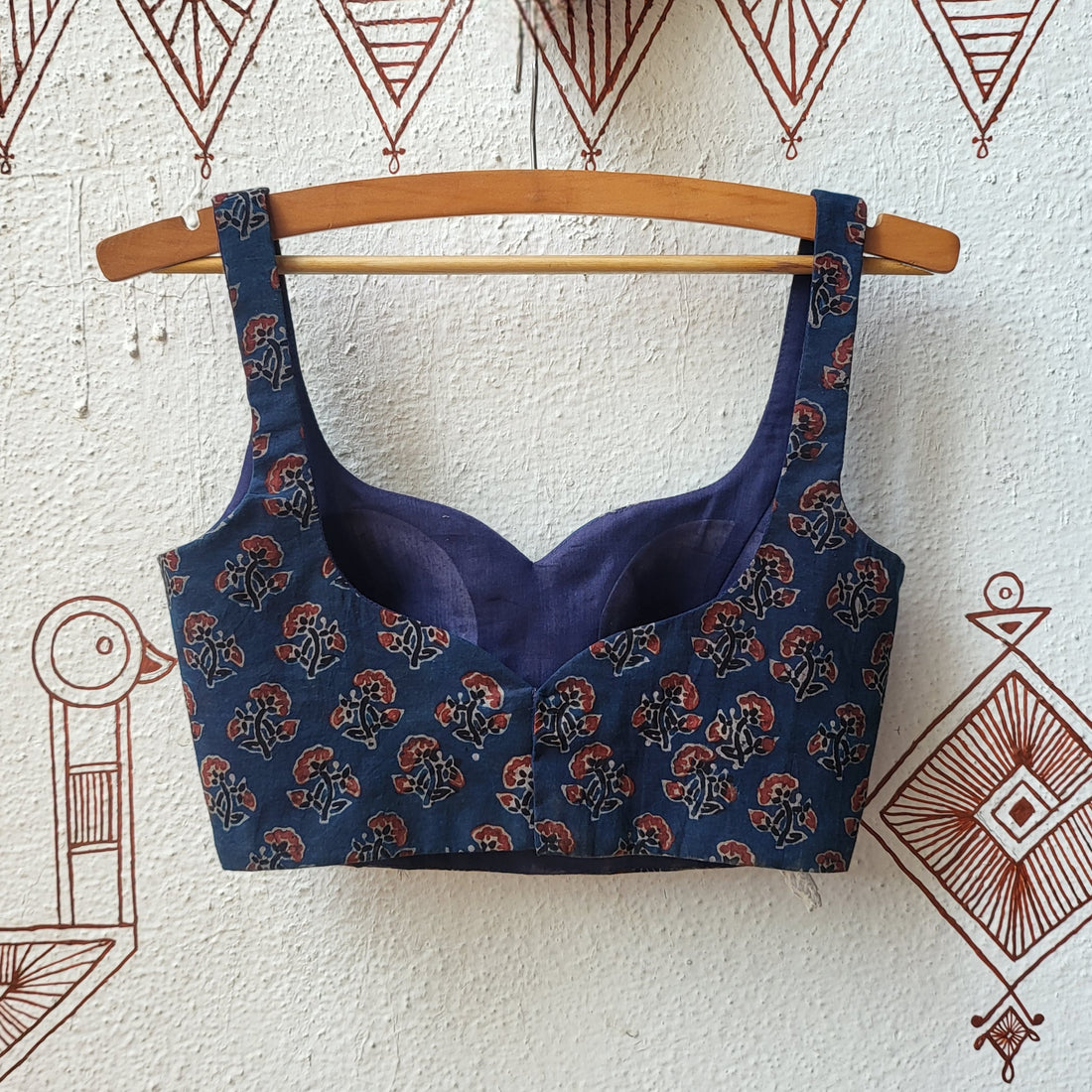 "Priya" Cotton Ajrakh Blouse Indigo