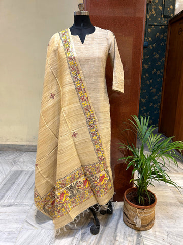 Handpainted Tussar Ghicha Silk Dupatta 10