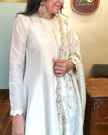 Tissue Silk Golden Anarkali