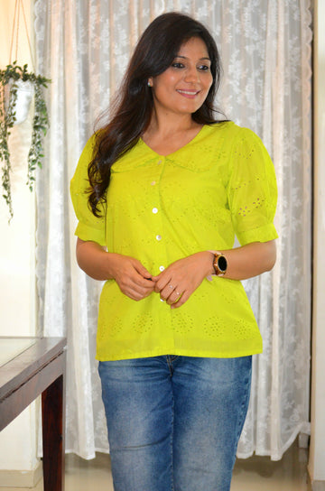 Fluorescent Green Hakoba Shirt