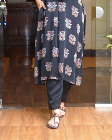 Meher-Modal Silk Solid Pant Black