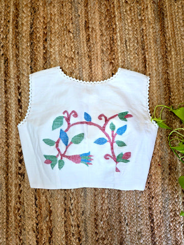 Kamalkari-Woven Jamdani Blouse Sleeveless