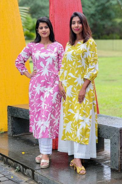 "Phool"- Pin Tucks Kurti Pink