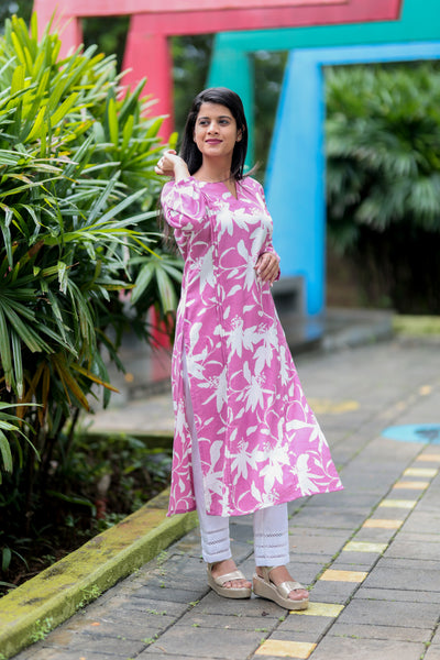 "Phool"- Pin Tucks Kurti Pink