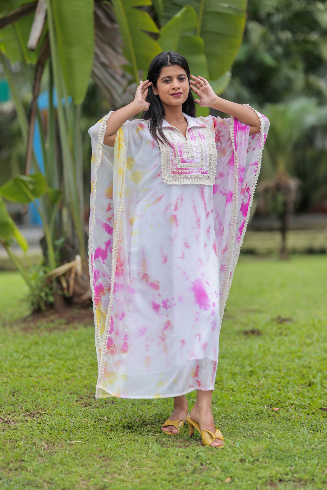 'Rang'- Tie and Dye Kaftan Pink