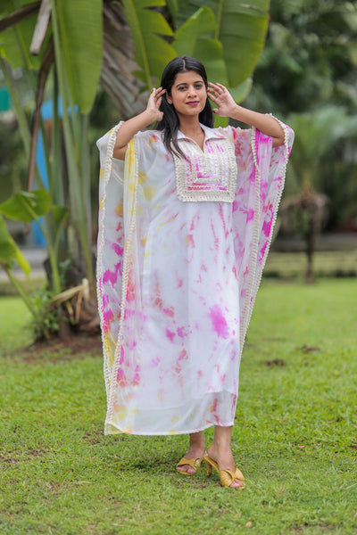 'Rang'- Tie and Dye Kaftan Pink