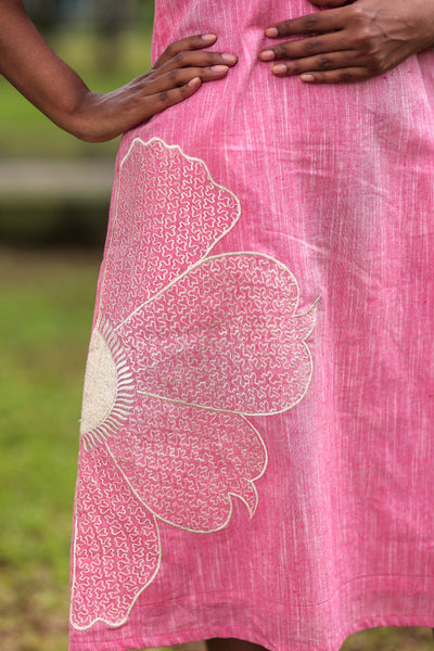 'Dastkari' Cotton Embroidered Dress Pink