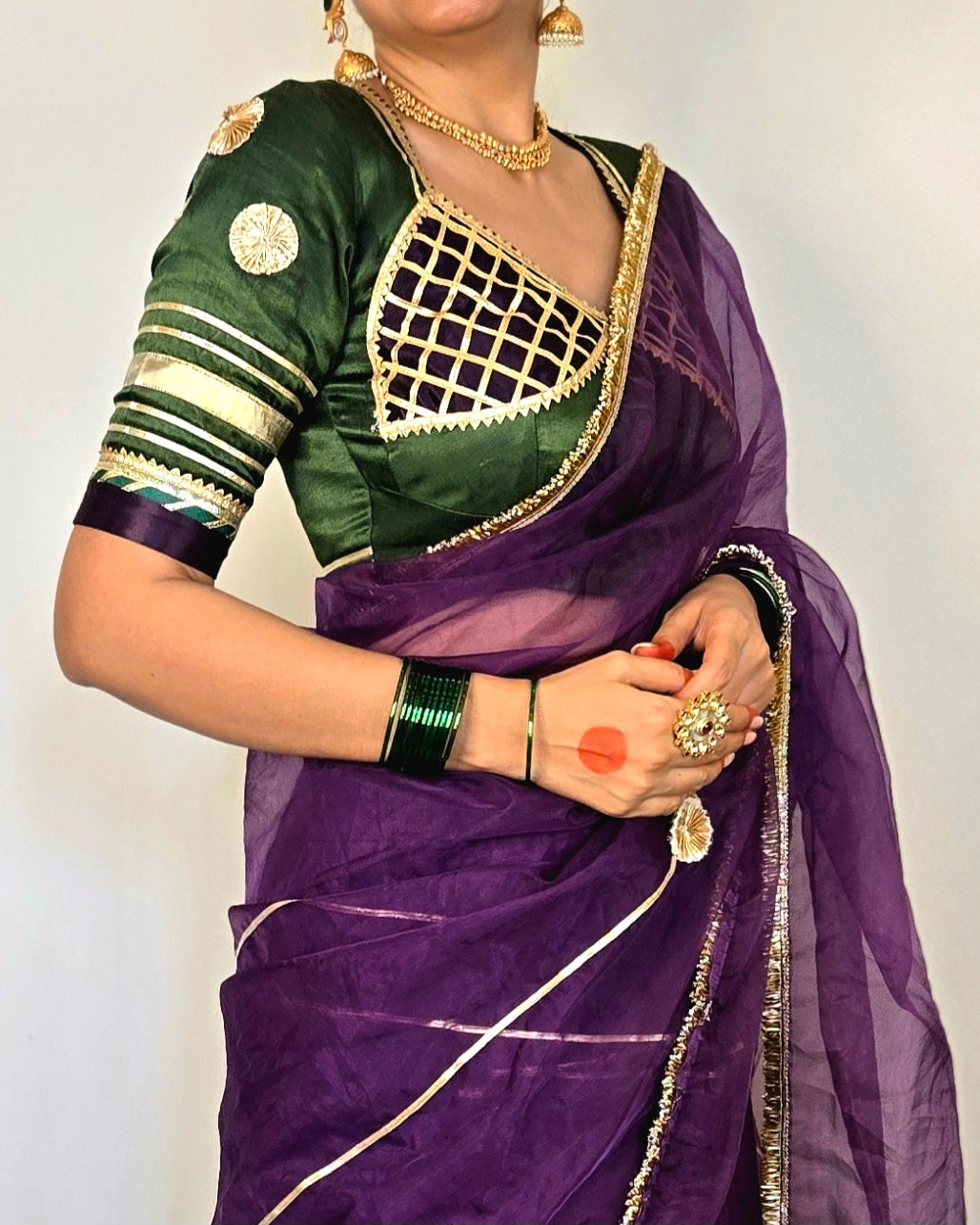 Rajsi Organza Saree - Purple
