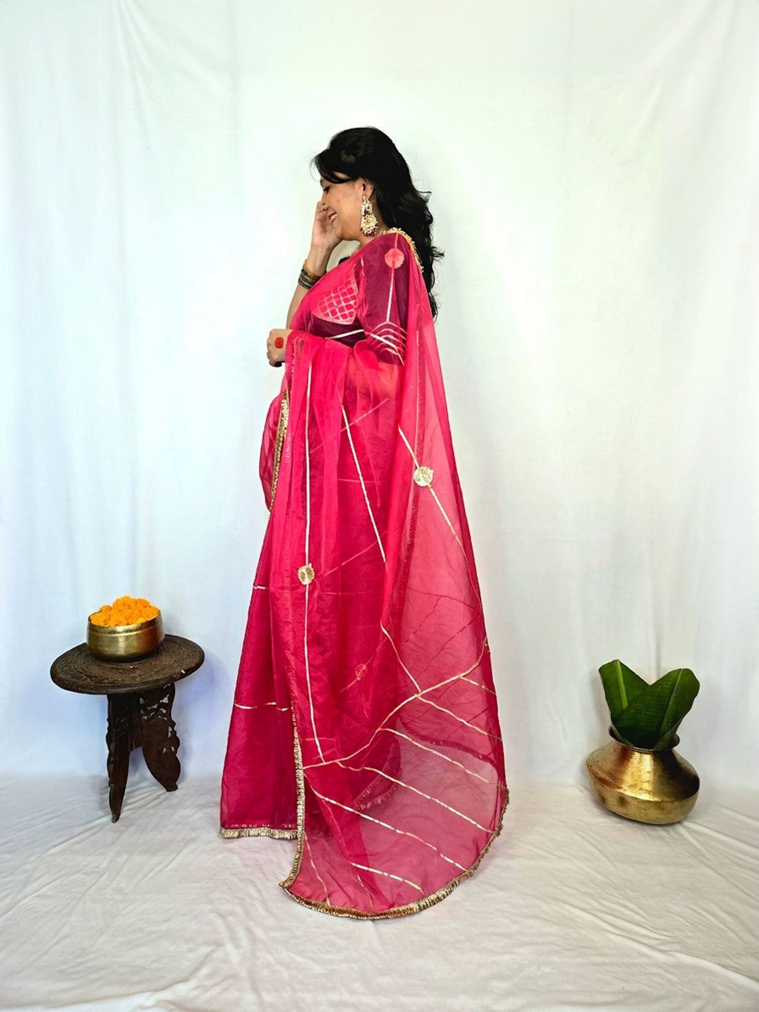 Rajsi Organza Saree - Pink