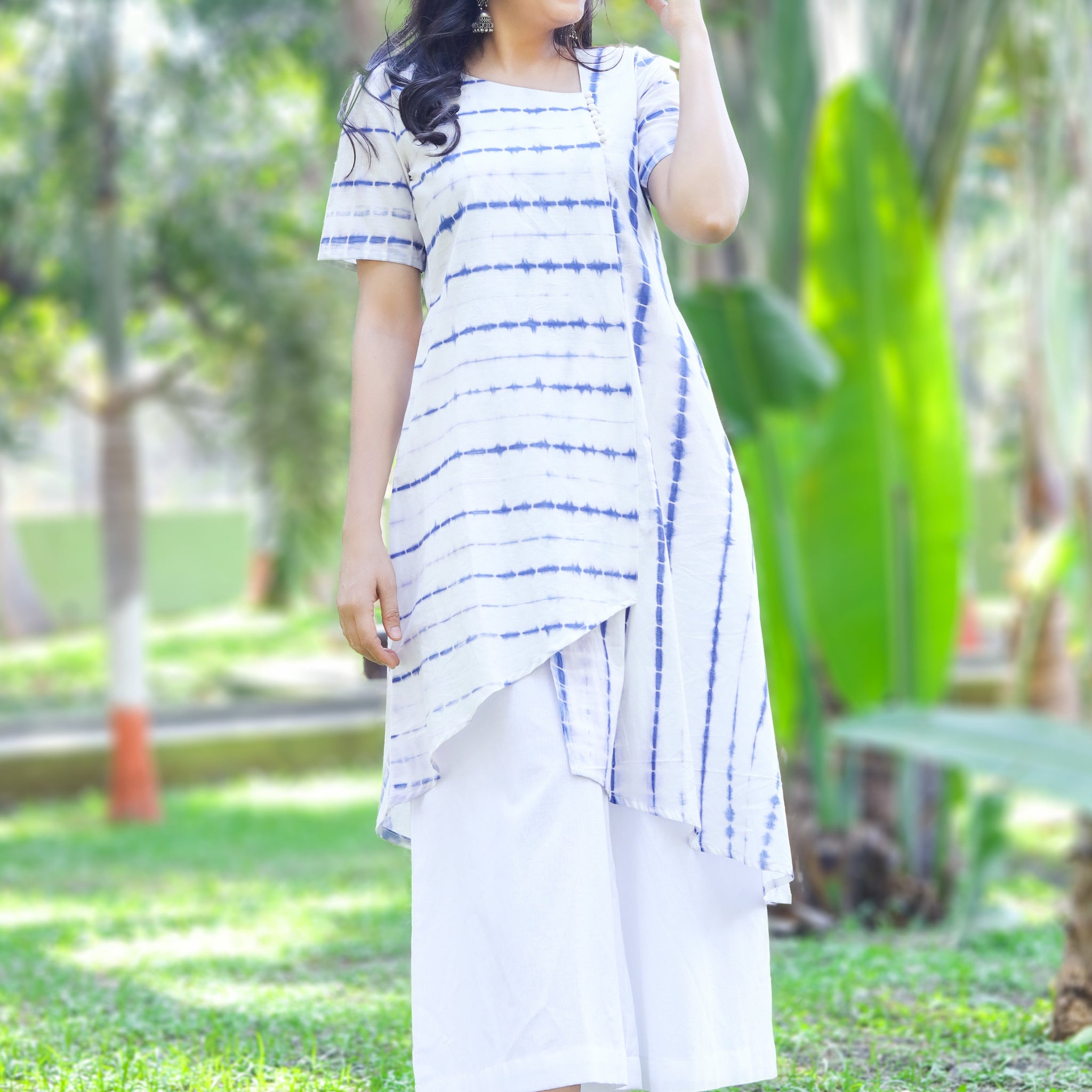 Color Splash- Tie and Dye Asymatric Kurti Indigo