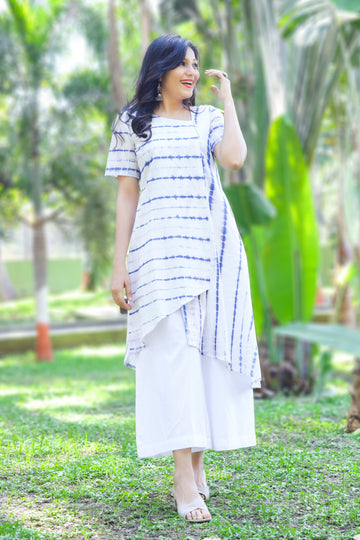 Color Splash- Tie and Dye Asymatric Kurti Indigo