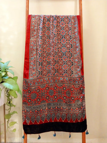 Ajrakh Handblocked Printed Modal Silk Stole 19