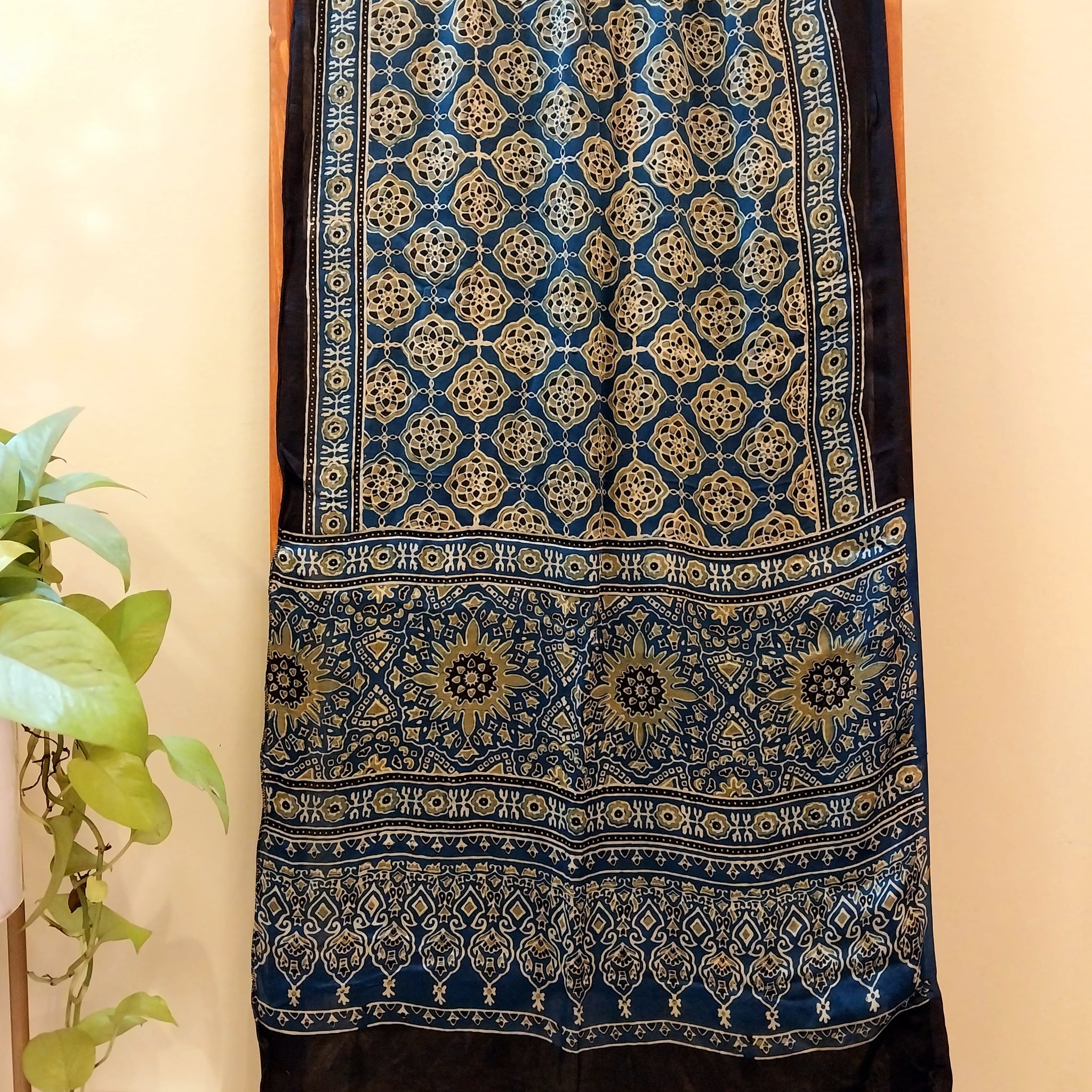 Ajrakh Handblocked Printed Modal Silk Stole 13