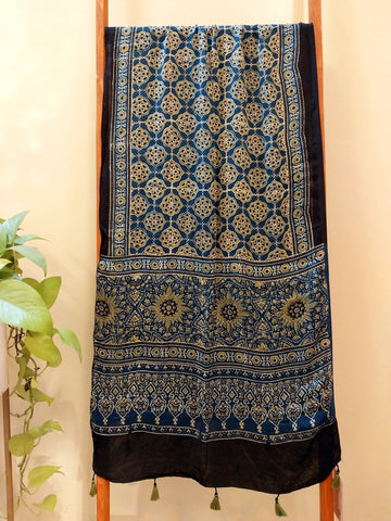 Ajrakh Handblocked Printed Modal Silk Stole 13