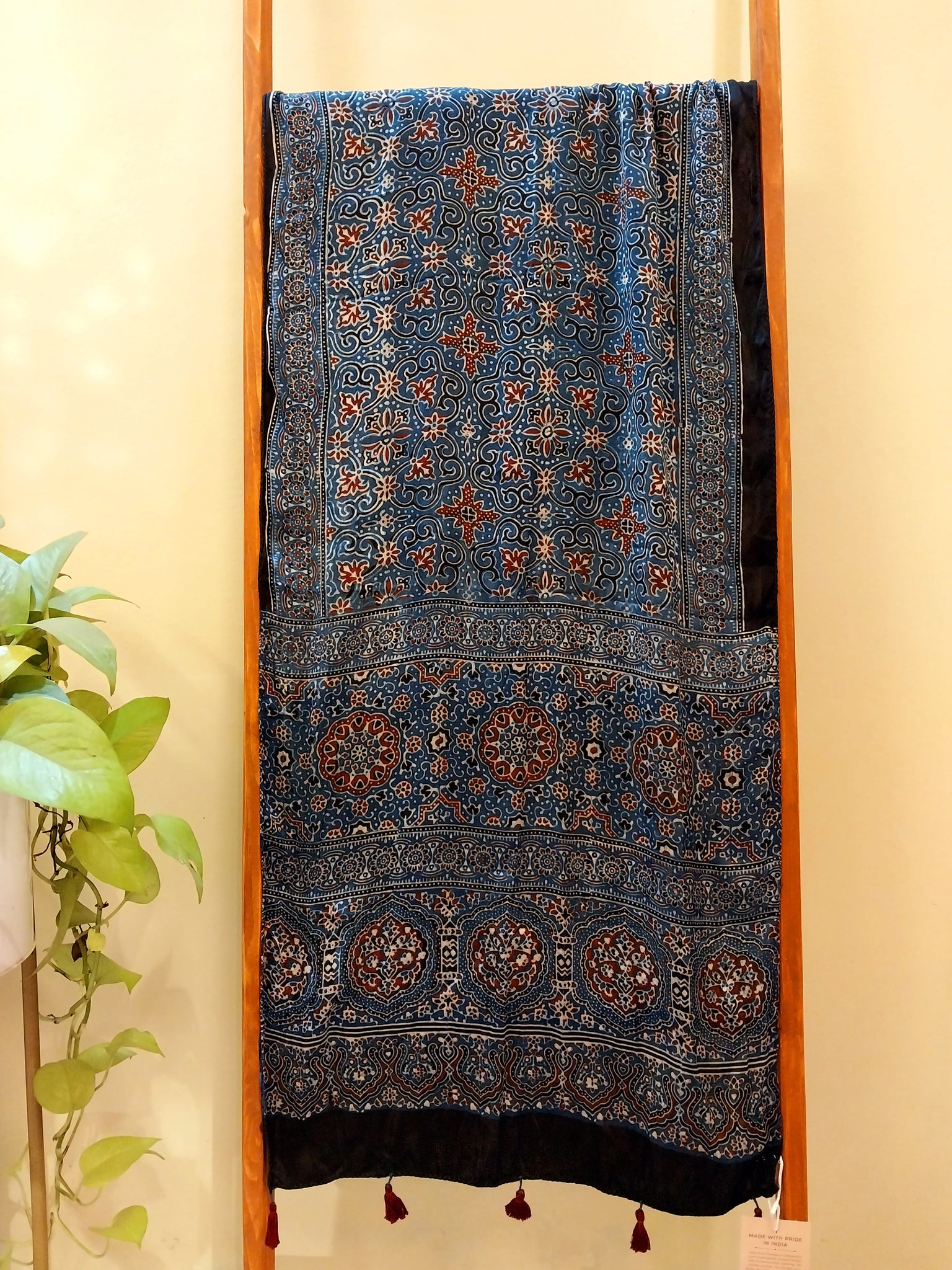 Ajrakh Handblocked Printed Modal Silk Stole 15