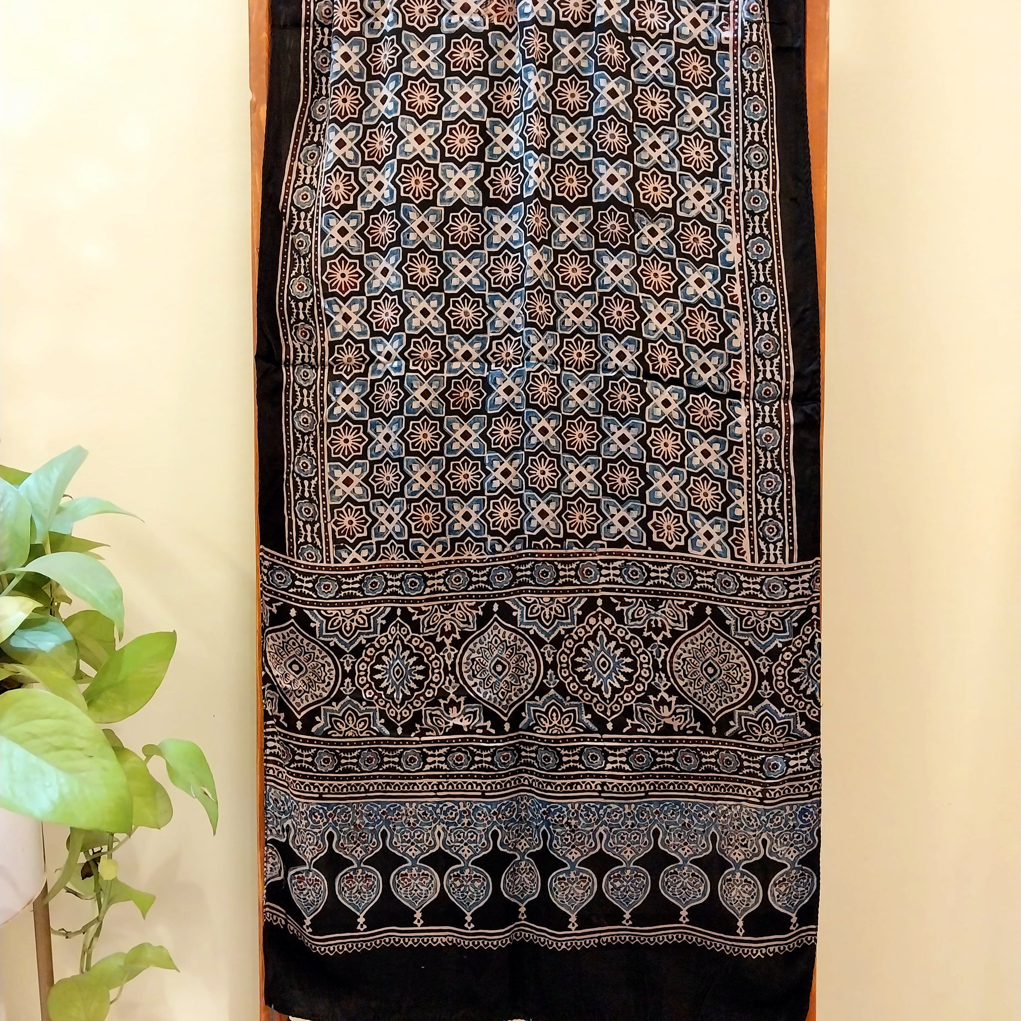 Ajrakh Handblocked Printed Modal Silk Stole 4