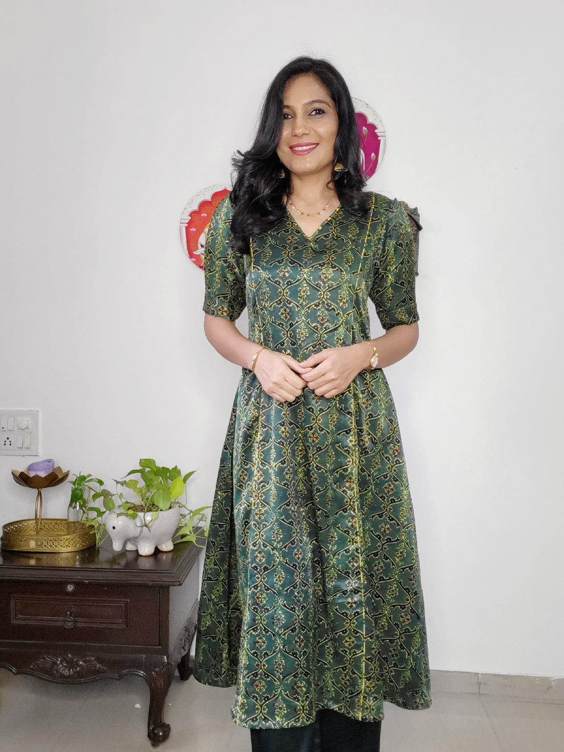 Shine On'- Mashroo Silk Ajrakh Coords Green