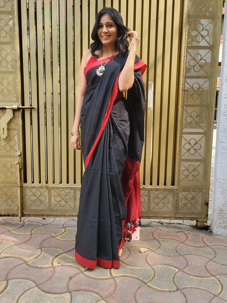 Cotton Woven Black Saree