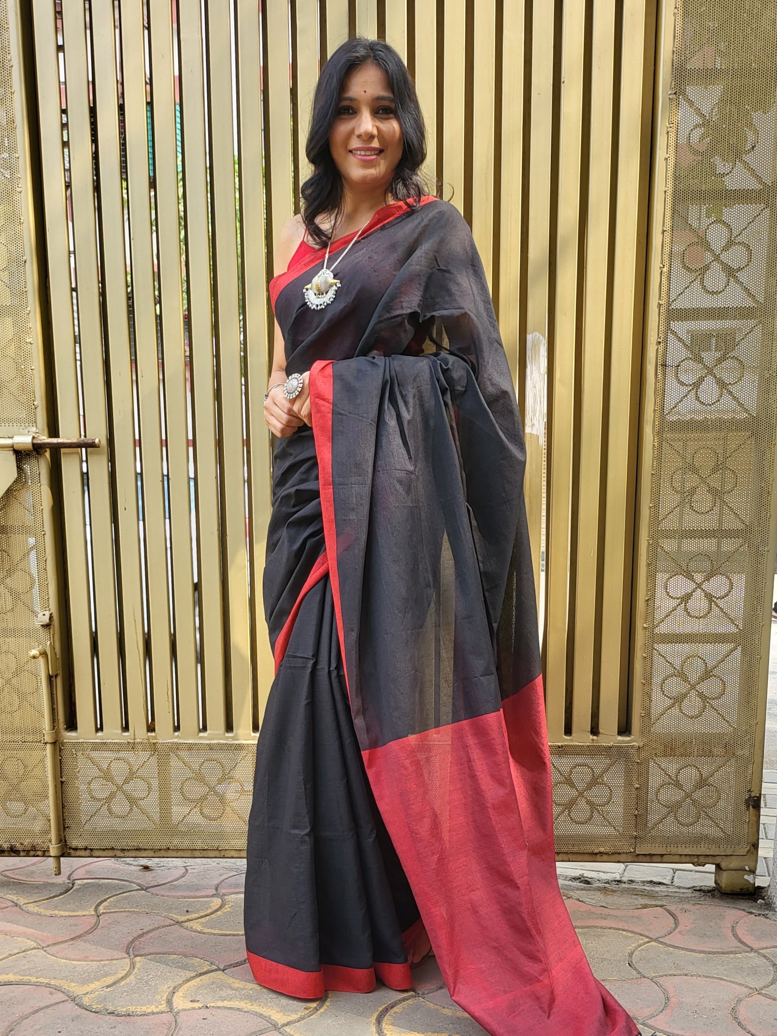 Cotton Woven Black Saree