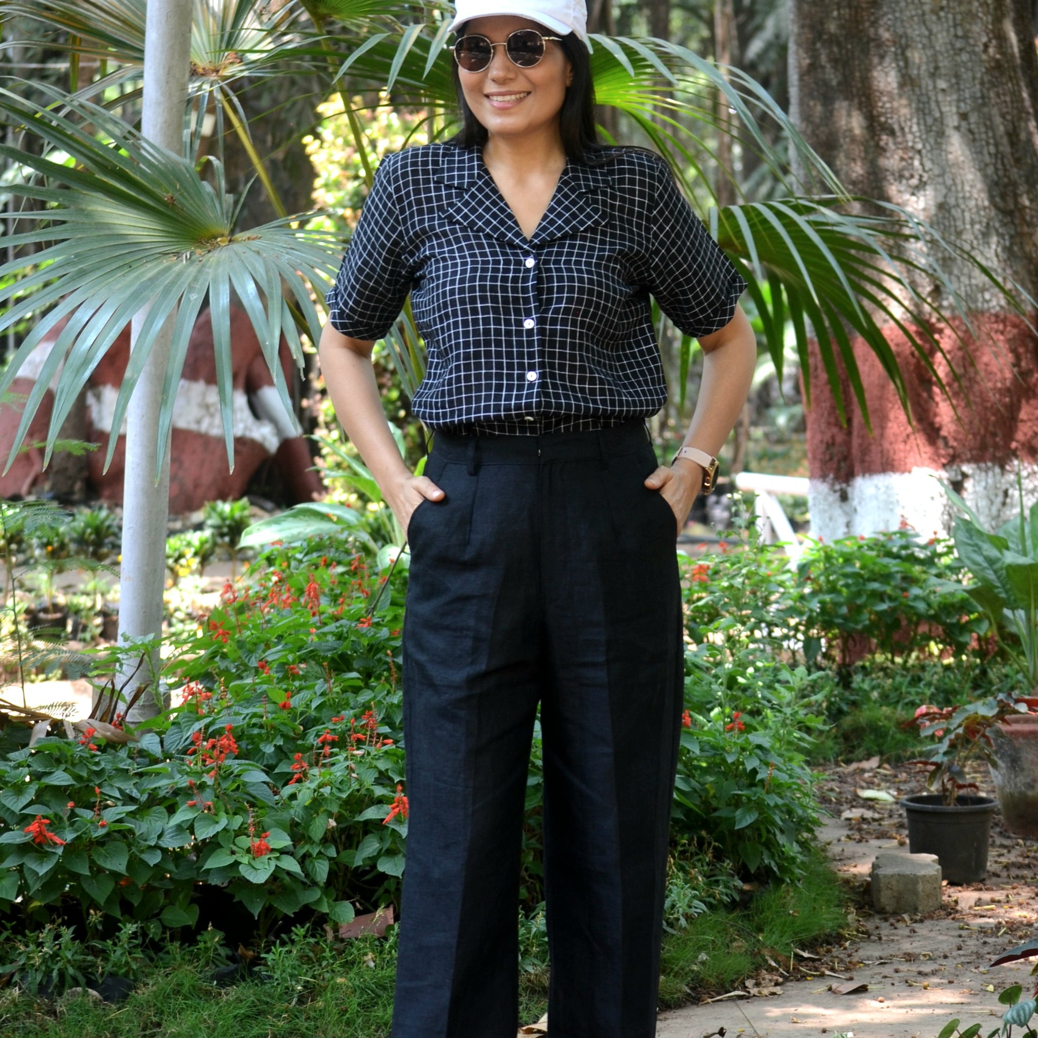 Crisp n Cool'-Pure Linen Trousers Black