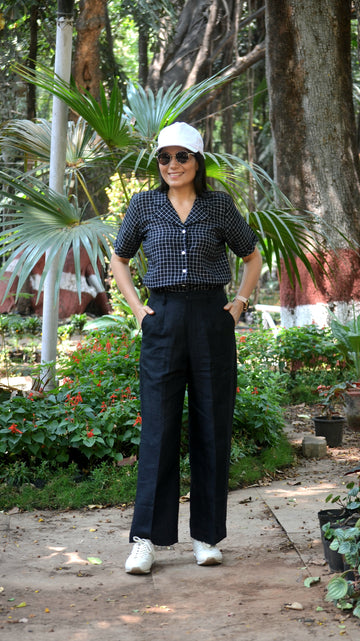 Crisp n Cool'-Pure Linen Trousers Black