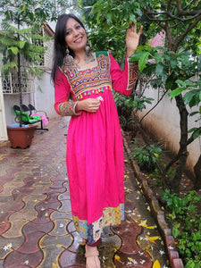 Satrangi - Cotton Banjara Anarkali Rani Pink