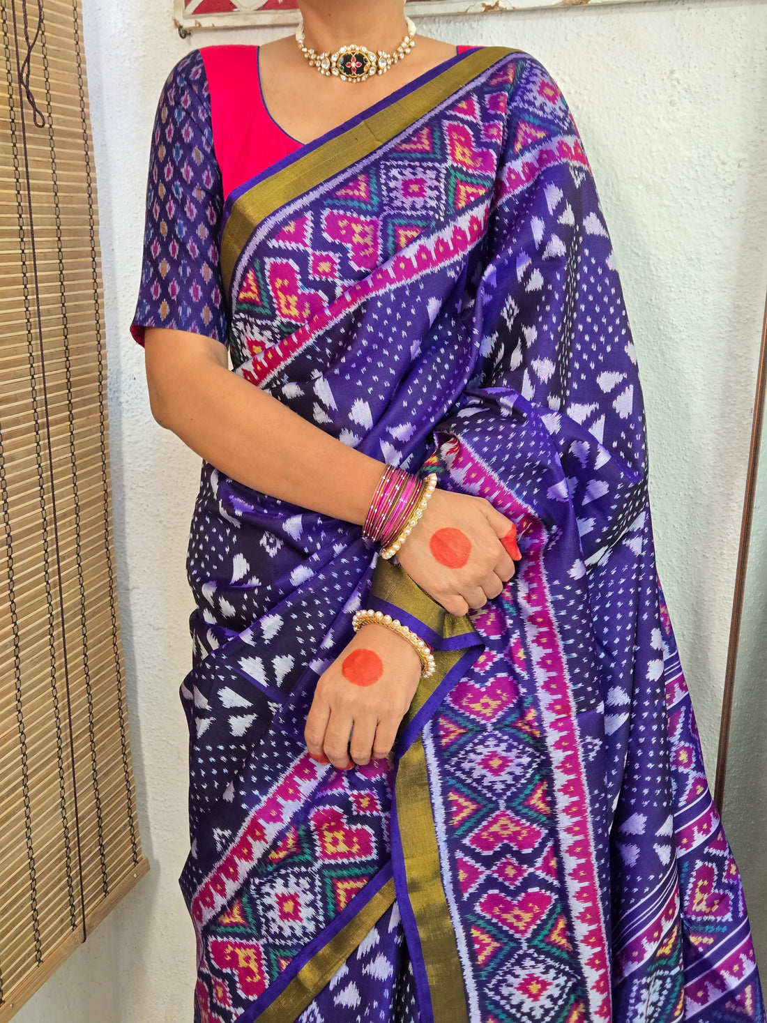 Handloom Rajkot Patola Saree-Blue