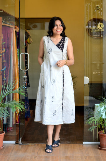 Wild Flora- Beige Overlaping Dress