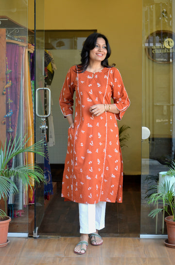 Wild Flora- Orange Kurta