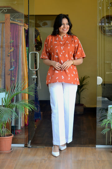 Wild Flora- Comfort Fit Top Orange