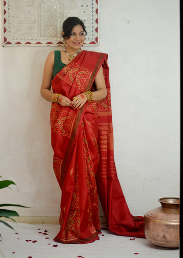 Handloom Rajkot Patola Saree- Maroon