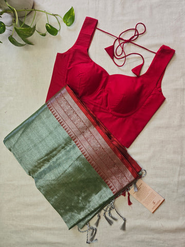 Mul Tissue Saree - Turquoise