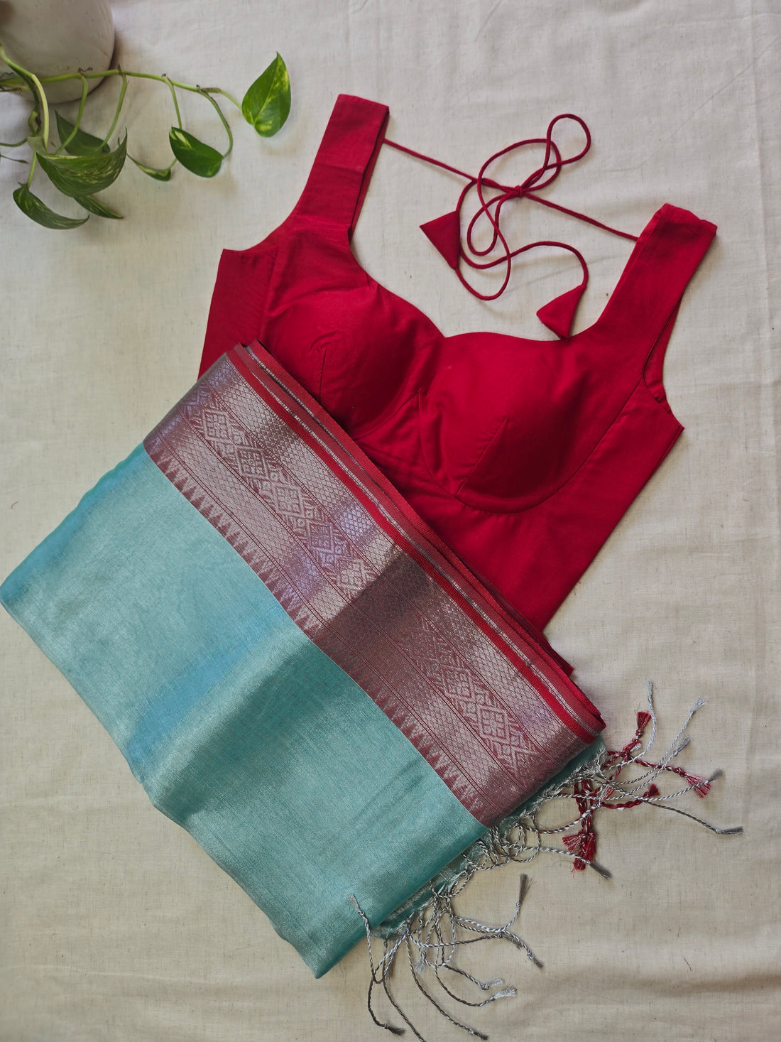 Mul Tissue Saree - Sky Blue