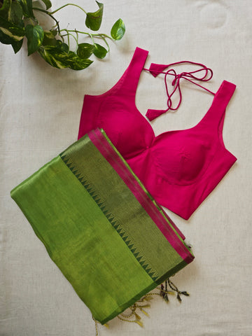 Mul Tissue Saree - Mint Green