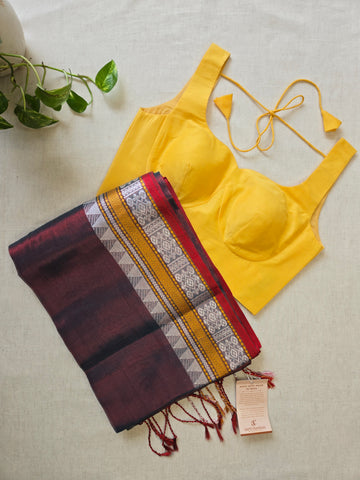 Mul Tissue Saree - Brown