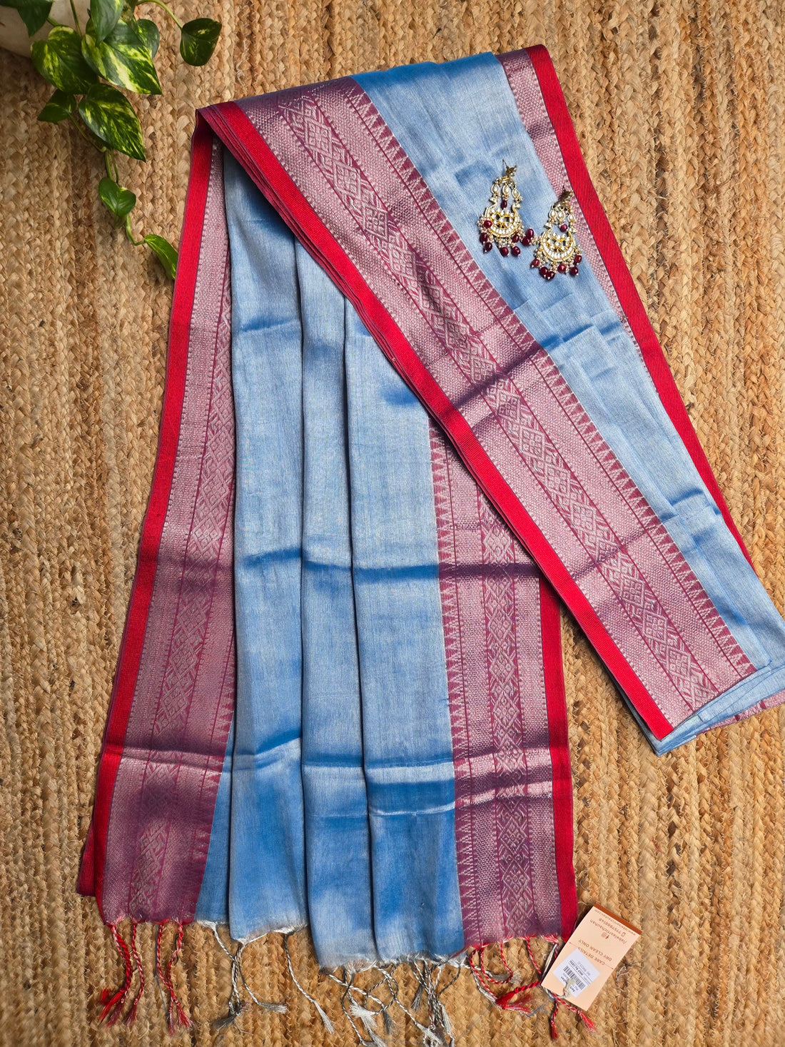 Mul Tissue Saree - Blue