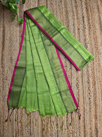 Mul Tissue Saree - Mint Green