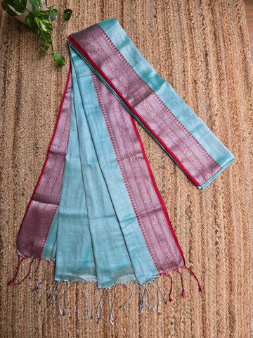 Mul Tissue Saree - Sky Blue