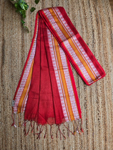 Mul Tissue Saree - Red